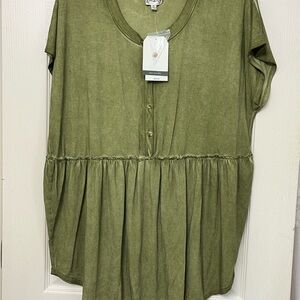 Wonderly Sage Green Peplum Blouse